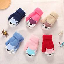 Cute Cartoon Thicken Warm Gloves Knitted Wool Children Winter Gloves Kids Boys Girls Full Finger Mittens 2024 - buy cheap