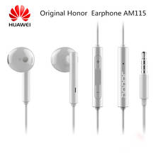 Huawei-fone de ouvido original honor am115, 3.5mm, microfone/controle de volume, para huawei p8, p9, p10 plus, honor 8, 8x, 8c, 9i, 9x, y6, y9 2024 - compre barato