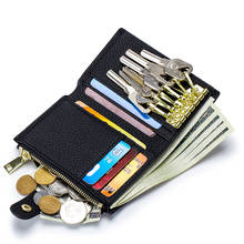 Women Key Wallet Genuine Leather Key Holder Men Credit Card Wallet with Zipper Coin Purse 2024 - buy cheap