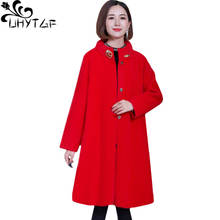 Uhytgf jaqueta feminina qualidade vison cashmere casaco de lã inverno de meia-idade mãe elegante casaco de lã casual plus size outerwear 652 2024 - compre barato