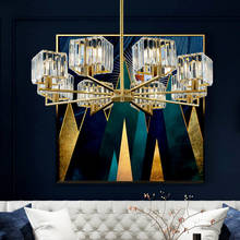 Lámpara colgante de cobre K9 para sala de estar, iluminación Led de cristal, Lustre E14, oro, accesorios de iluminación interior 2024 - compra barato