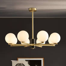 Lámpara de araña moderna de cobre para sala de estar, accesorio de iluminación de bola de cristal nórdico para dormitorio/comedor/Hotel 2024 - compra barato