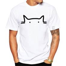 100% Cotton Hipster Curious Cat Men T-Shirt Fashion Lined Cat Printed Tee O Neck Casual Graphic Tshirt Funny Tee 2024 - buy cheap