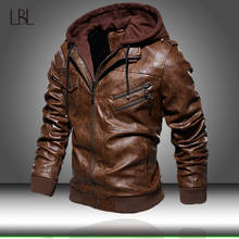 Men's PU Leather Jacket Men Motorcycle Hood Winter Coat Man Warm Casual Leather Jackets Male Slim Fit Bomber Windbreaker 2024 - купить недорого