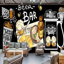 Papel de parede com mural personalizado em qualquer tamanho, 3d, pintado à mão, negro, cerveja, bar, restaurante, decoração de parede 2024 - compre barato