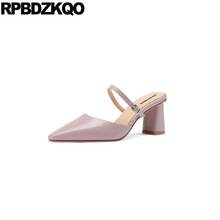 Purple Block Heels Shoes For Women Size 33 Mary Jane Thick Strap Fashion Mules Slipper High Pointed Toe Pumps Ladies 2021 Belts 2024 - buy cheap