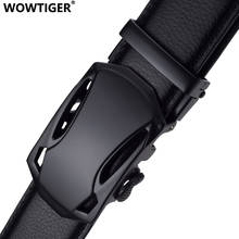 WOWTIGER Black 3.5cm Genuine leather cowhide men's belt strap for male automatic buckle belts for men  brand designer belt 2024 - buy cheap