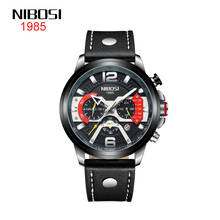 Nibosi relógio de quartzo militar para homens, relógio de pulso de couro impermeável e esportivo, de marca luxuosa para homens e mulheres, 2020 2024 - compre barato