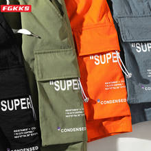 Мужские шорты-карго FGKKS, повседневные шорты с буквенным принтом в стиле Харадзюку, для лета 2024 - купить недорого