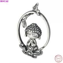 BOCAI S925 sterling silver pendant matte ethnic style retro Thai silver auspicious clouds cartoon small Buddha woman's pendant 2024 - buy cheap