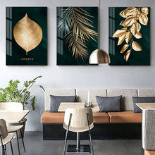 Folhas de ouro, pintura clássica de luxo em tela, decoração nórdica para casa, arte de parede, pôster e impressão, arte minimalista para design de sala de estar 2024 - compre barato