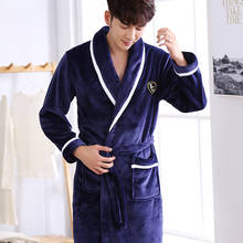 Autumn Winter Thick Warm Flannel Robe Male Long Coral Fleece Bathrobe Man Plus Size Brand Sleepwear Homewear Peignoir Homme 2024 - buy cheap