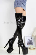 Patent Leather 20cm Heel Woman Platform Long Boots Sexy Thin Heel Thin Legs Over the Knee Boots Large Size Female T-Stage Boots 2024 - buy cheap