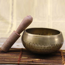 1 conjunto de recipiente de cobre de buda, tigela de som para yoga e escrita tibetana para cantor, com vara de mão, ornamentos de artesanato de metal 2024 - compre barato
