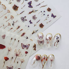 2020 New 3D Nail Art Stickers Bohemia Blue Butterfly Cat Image Nails Stickers for Nails Sticker Decorations Manicure Z0366 2024 - купить недорого