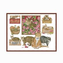 Thread Fabric Embroidery Needlework Cat Stamped Cross Stitch set Counted Pattern 11CT 14CT Printed Handmade Gift Home Decoration 2024 - buy cheap