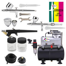 OPHIR Pro 0.3 0.5 0.8mm 3-Airbrush Kit w/ Air Tank Compressor for Hobby Paint Nail Art Tanning Airbrush Set _AC090+004A+071+006 2024 - buy cheap