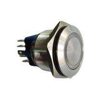 10 peças 25mm led azul 12v aço inoxidável reajustável 1no1nc interruptor de botão presilha à prova d' água anel iluminado