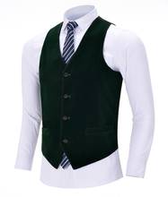 Negócios masculinos exército verde colete veludo lã único breasted algodão terno colete colete para casamento formal padrinhos 2024 - compre barato