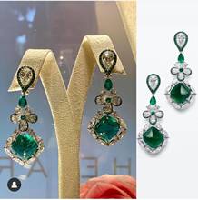 Janekelly na moda popular precioso lindo verde cristal pingente brinco mirco pavimentado microl zircônia brincos para mulher jóias 2024 - compre barato