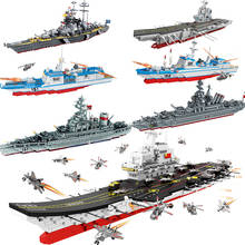 Battle Ship Ww2 Military Missouri Destroyer Warship Aircrafted Carrier Navy Building Kits Blocks Kids Toys Bricks Set Frigate 2024 - buy cheap