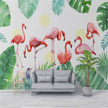 Papel de parede de flamingo para plantas tropicais milofi, mural de papel de parede 2024 - compre barato