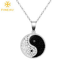 FINE4U N266 Tai Chi Gossip Pendant Necklaces For Men Women Stainless Steel Chain Necklace Luxury Crystals Jewelry Friendship 2024 - buy cheap