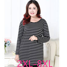 New Spring Autumn Plus Size Tops For Women Large Long Sleeve Loose Stripe Elastic O Neck Long T-shirt Black 4XL 5XL 6XL 7XL 8XL 2024 - buy cheap