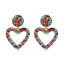 2020 ZA Luxury Crystal Rhinestone Heart Shape Dangle Earrings Women Geometric Statement Large Earring Jewelry Fashion Wedding 2024 - buy cheap
