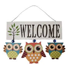 Wooden Owl Welcome Door Sign Decorative Hanging Welcom Plaquefor Front Door 2024 - buy cheap