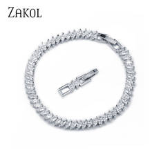 ZAKOL New Arrival Clear White AAA Marquise  Cut Zircon Crystal Fashion  Bracelet Bangles For Women Wedding Party Jewelry FSBP155 2024 - купить недорого