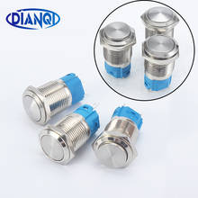 Prata Latão niquelagem 16mm impulso de metal botão interruptor novo tipo Momentary NF 3 pinos pressione a chave do carro switches 2024 - compre barato