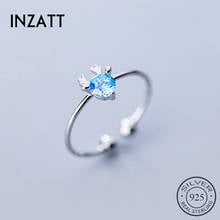 INZATT Real 925 Sterling Silver Blue Zircon Deer Adjustable Ring For Women Party Fine Jewelry Bohemian Animal Accessories 2024 - buy cheap