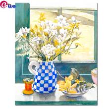 Freesias And Chequered Jug Diamond Painting Flowers Mosaic Full Square Round Drill Home Decor Diamond Embroidery Handmade Gift 2024 - buy cheap