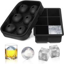 Bandejas para cubitos de hielo, esfera de silicona, fabricante de bolas de hielo con tapa, moldes cuadrados grandes para cócteles de whisky y Bourbon, herramienta de bricolaje 2024 - compra barato