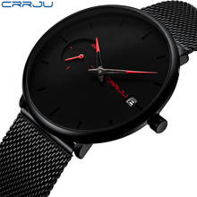 Crrju relógio esportivo masculino com data, relógio esportivo ultra fino e à prova d'água de marca luxuosa Crrju relógio esportivo masculino com data, relógio esportivo ultra fino e à prova d'água de marca luxuosa