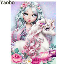 diy diamond embroidery full square round 5d Cartoon princess unicorn diamond painting Cross Stitch Rhinestone mosaic kids gift 2024 - buy cheap