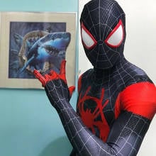 Anime miles morales traje 3d impressão no verso super-herói traje de halloween cosplay bodysuit para crianças adultas 2024 - compre barato