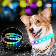 Светодиодный ошейник USB кошка ошейник светодиодный мигающий светильник ночного Безопасность ремень анти-потерянный собаки светящиеся ошейники для собак собачий ошейник 2024 - купить недорого