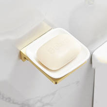 Матовый золотой мыльница для ванной комнаты держатель для мыльницы Керамическая Настенная мыльница Аксессуары для ванной комнаты 2024 - купить недорого