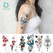 Rocooart, временные татуировки в виде цветка, лотос, змеи, бабочки, наклейки для женщин, ноги, грудь, поддельные татуировки, водонепроницаемые, боди, Татто 2024 - купить недорого