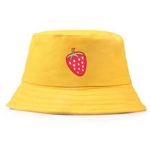 Chapéu de pescador de hip hop de moda harajuku chapéu de balde de morango estético para mulher 2024 - compre barato