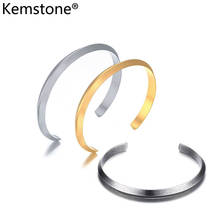 Kemstone 6mm manguito pulseira aço inoxidável cinza preto prata banhado a ouro unisex pulseira jóias para homens 2024 - compre barato