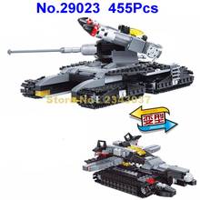 29023 455 шт. 2 в 1 военный армейский солдат оружейный пистолет танк-трансформер игрушечный конструктор 2024 - купить недорого