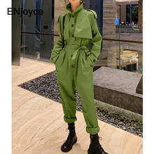 Women 2020 High Street Quality Jumpsuits Female Spring Fall Ankle-length Handsome Korean Stylish Loose Cargo Pants Playsuit 2024 - buy cheap