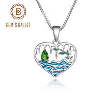 GEM'S BALLET 925 Sterling Silver Natural Chrome Diopside Gemstone Lake Willow Handmade Enamel Pendant Necklace for Women 2024 - buy cheap