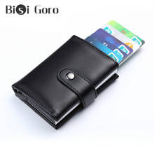 BISI GORO 2021 RFID Smart Wallet for Men And Women Genuine Leather Wallet Pocket Single Box Business ID Card Case Slim Wallet 2024 - buy cheap