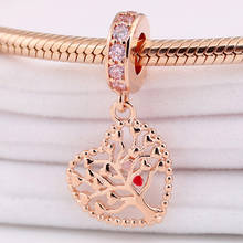 Original Rose Openwork Tree of Love With Crystal Pendant Beads Fit 925 Sterling Silver Charm Bracelet Diy Bangle Jewelry 2024 - buy cheap