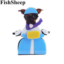 FishSheep Lovely Dog Bicycle Brooches For Women Kids Cartoon Glasses Dog Animal Brooch Pins Jewelry Gifts 2024 - buy cheap