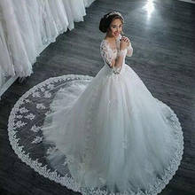 Gorgeous Princess Ball Gown Wedding Dresses 2020 Country Bridal Gowns Vestido De Novias Long Sleeves Appliques Bride Dress Beads 2024 - buy cheap